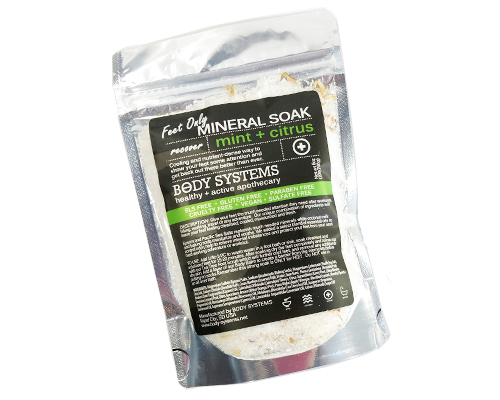 Foot Soak naturally helps to sooth tired feet. With added menthol, apple cider vinegar, coconut milk and more to help provide deep conditioning.
