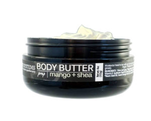 Thick vegan Body Butter is both paraben free and gluten free to impart deep moisture and a protective layer in harsh winter weather.
